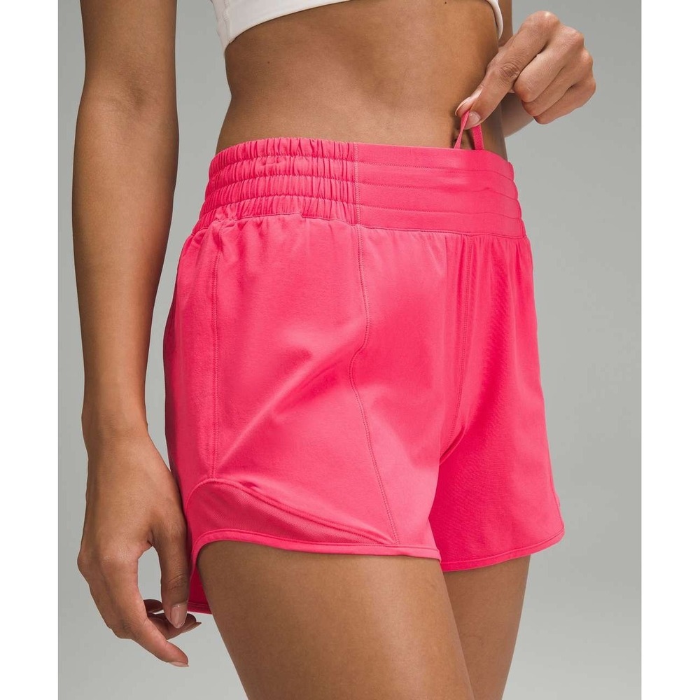 Lululemon 2023 Hotty Hot High-Rise Lined Shorts 4" Size 4 Lip Gloss Hot Pink - Picture 3 of 16